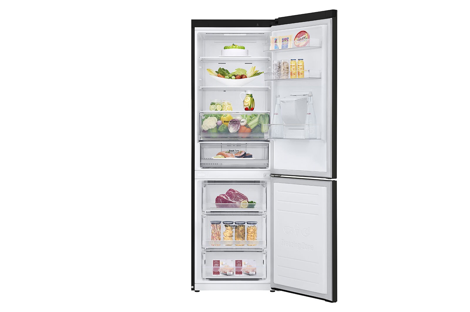 LG 340L Fridge Freezer Water Dispenser, Black Steel, GBF61BLHEN