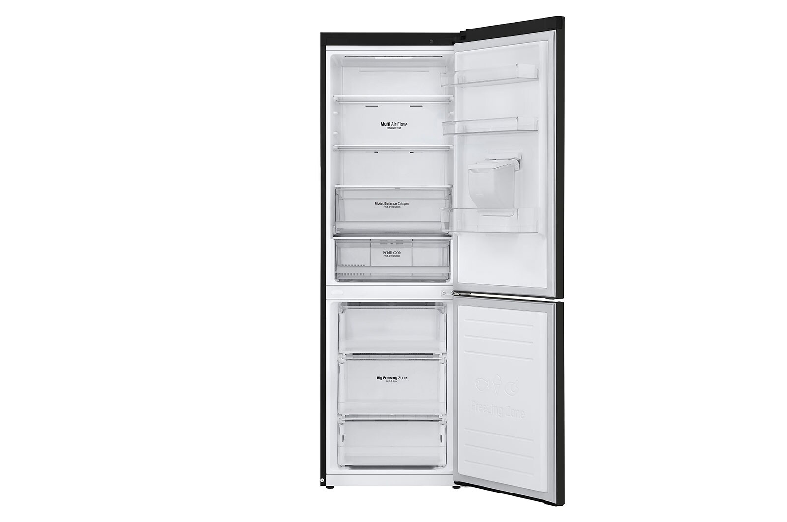 LG 340L Fridge Freezer Water Dispenser, Black Steel, GBF61BLHEN