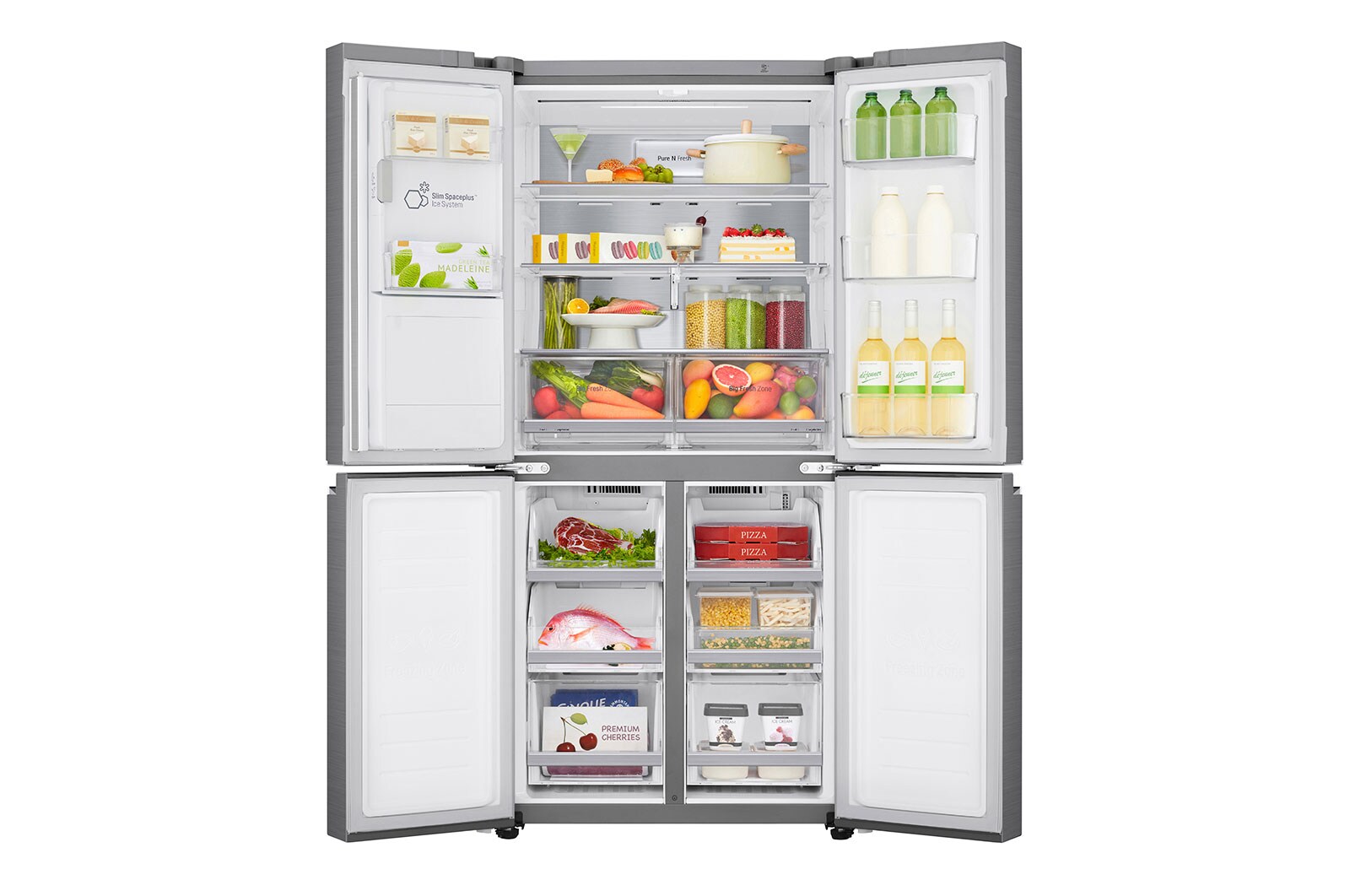 LG 506L Multi Door Fridge Freezer Water & Ice Dispenser, Shiny Steel, GML844PZ6F