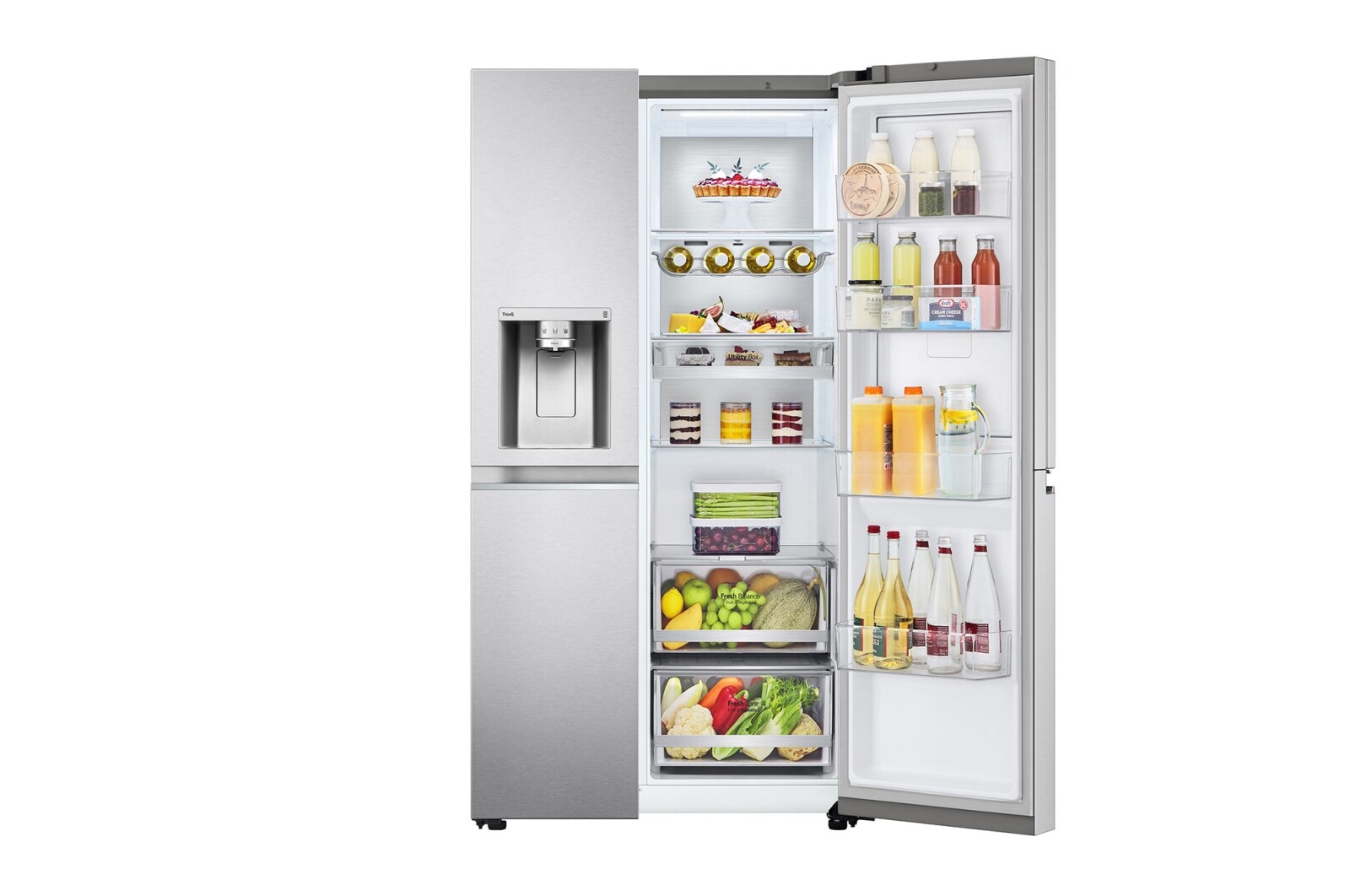 LG 635L American Style Fridge Freezer Water & Ice Dispenser, Stainless Steel, GSJV90BSAE