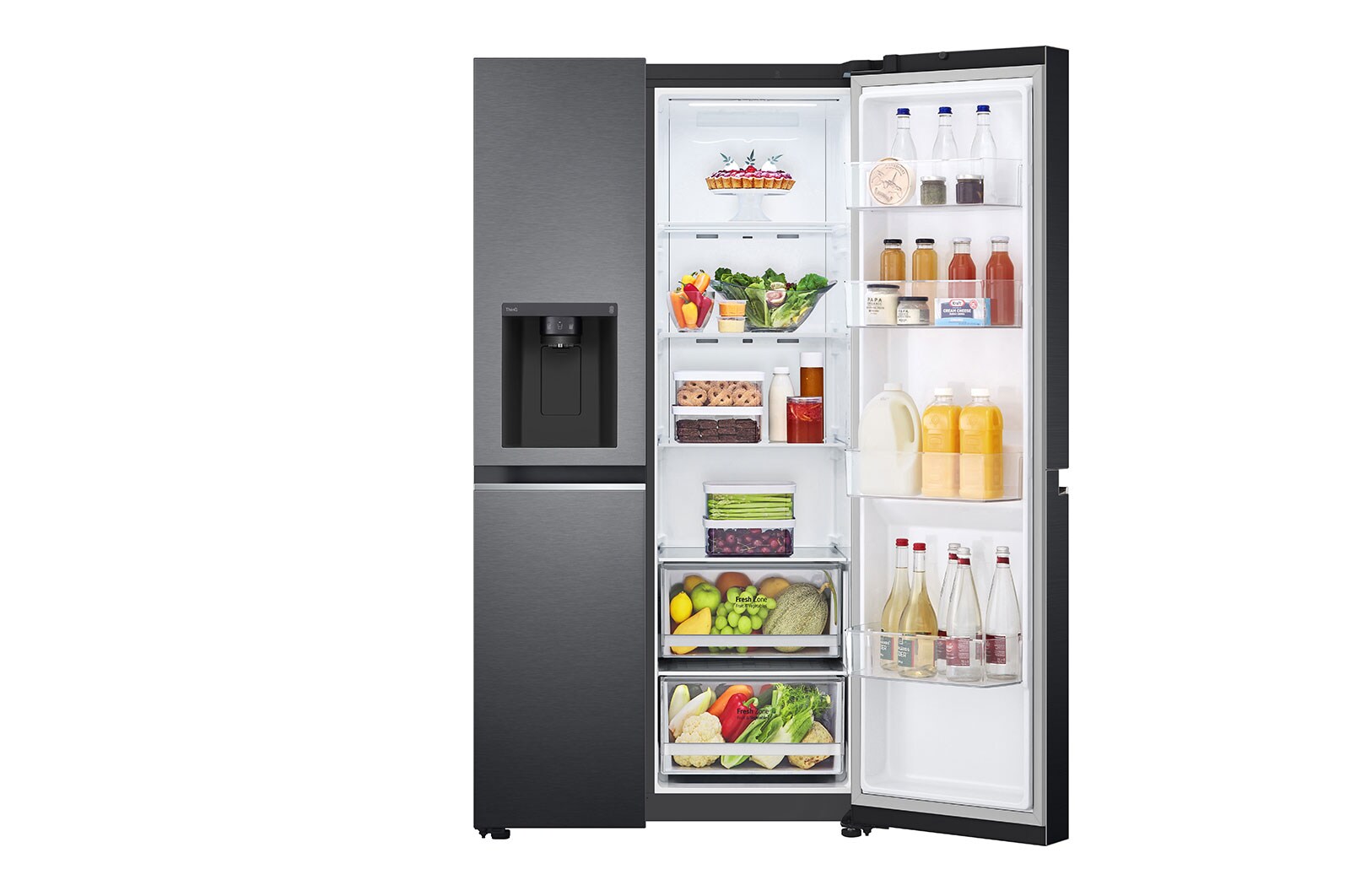 LG 635L American Style Fridge Freezer Water & Ice Dispenser, Matte Black, GSLV70MCTF