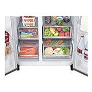 LG 655L InstaView™ American Style Fridge Freezer Shiny Steel Total No Frost, GSQV90PZAE