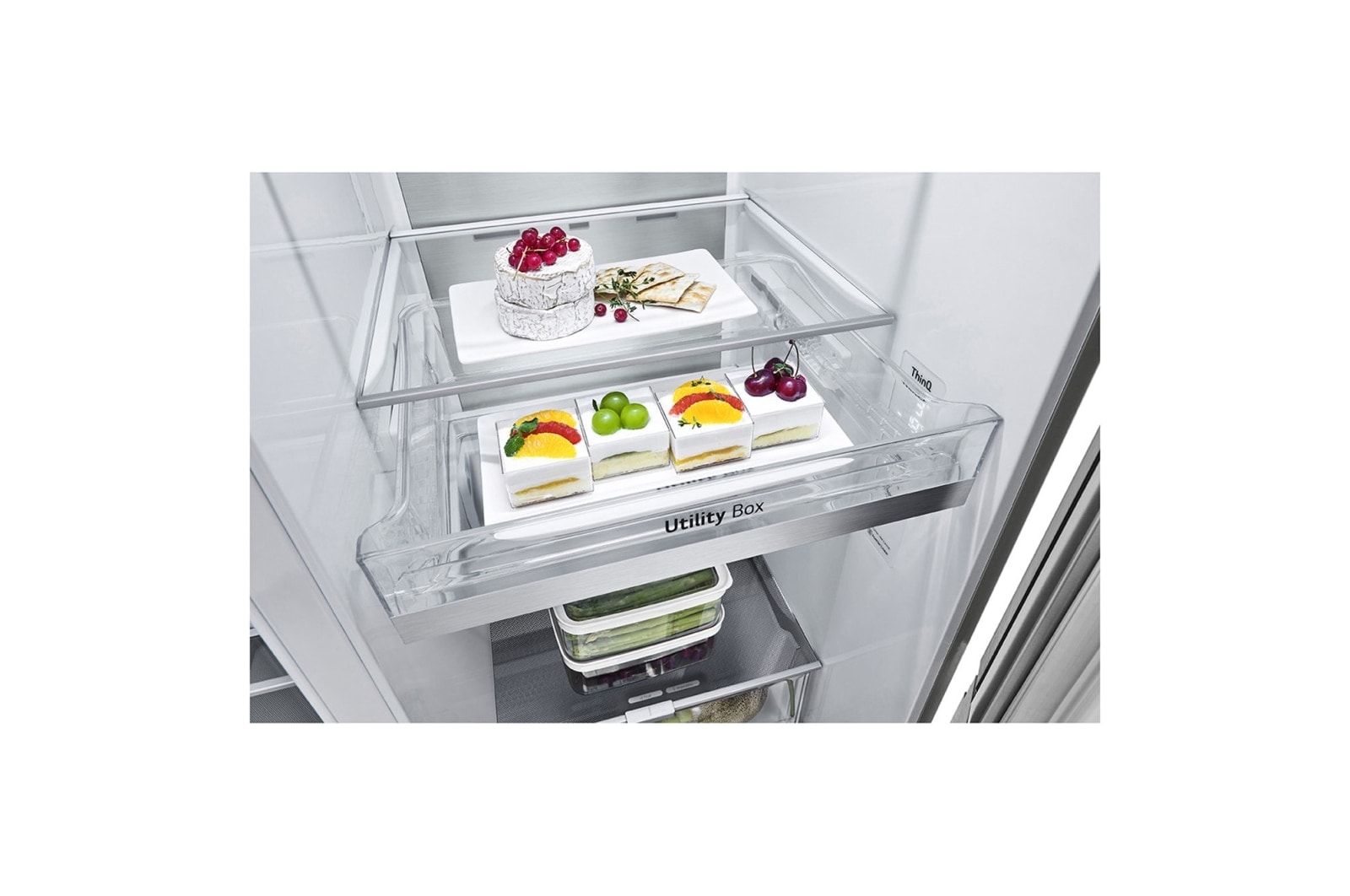LG 655L InstaView™ American Style Fridge Freezer Shiny Steel Total No Frost, GSQV90PZAE