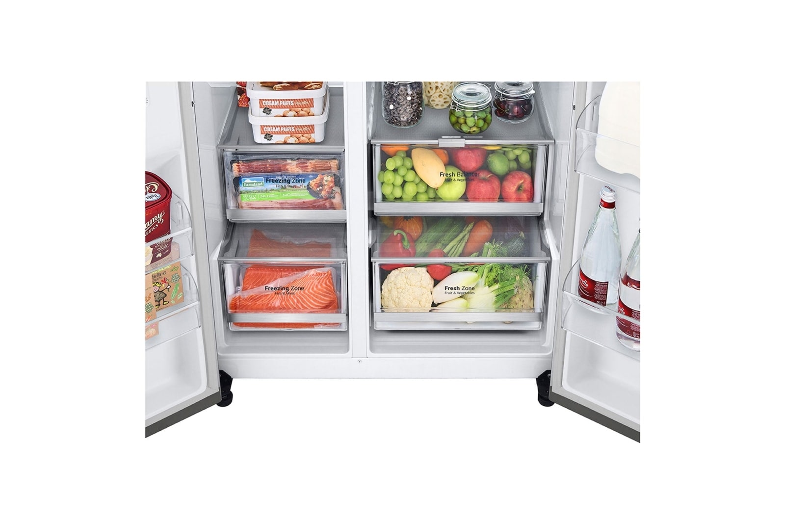 LG 655L InstaView™ American Style Fridge Freezer Shiny Steel Total No Frost, GSQV90PZAE