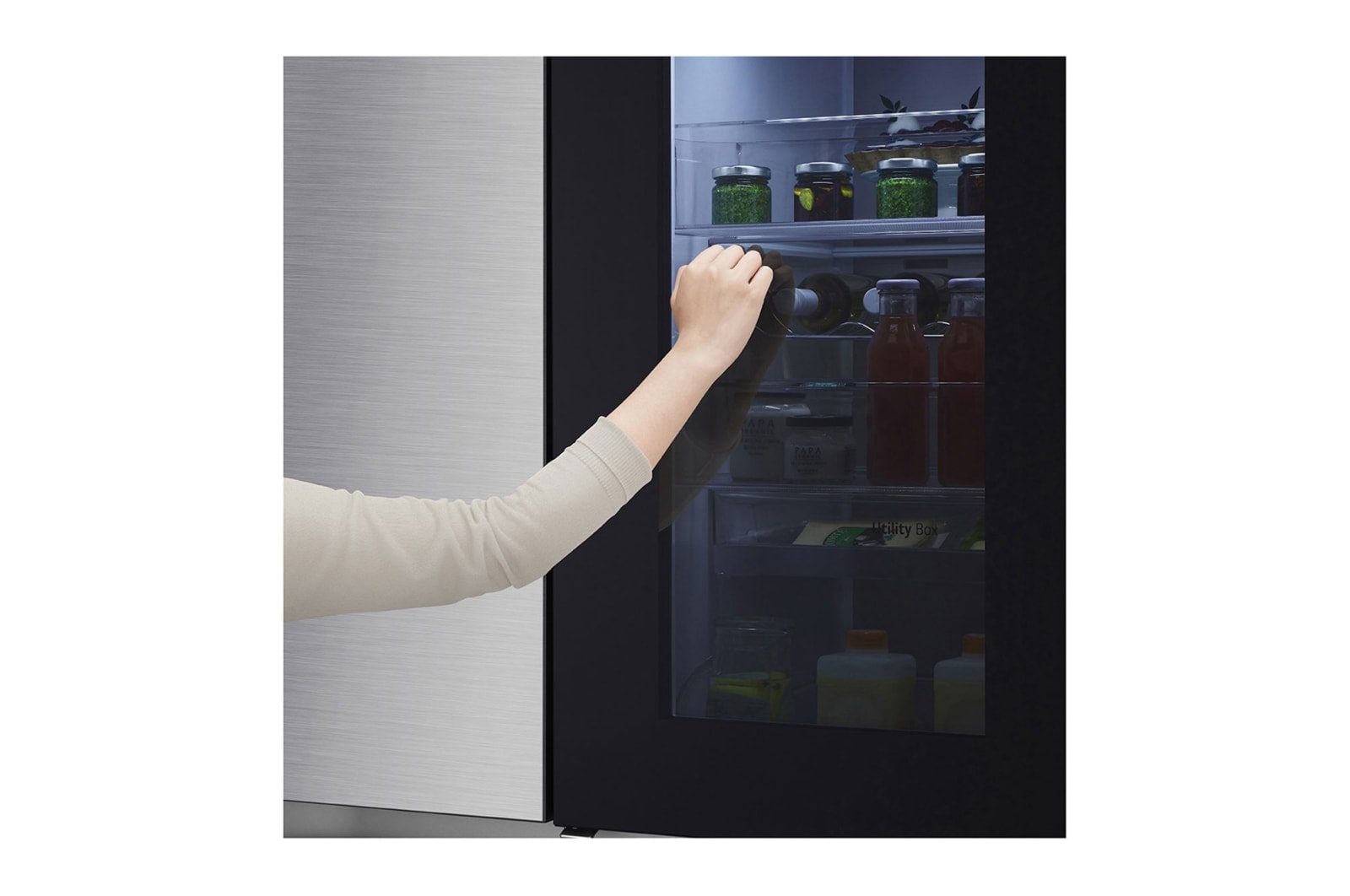LG 655L InstaView™ American Style Fridge Freezer Shiny Steel Total No Frost, GSQV90PZAE