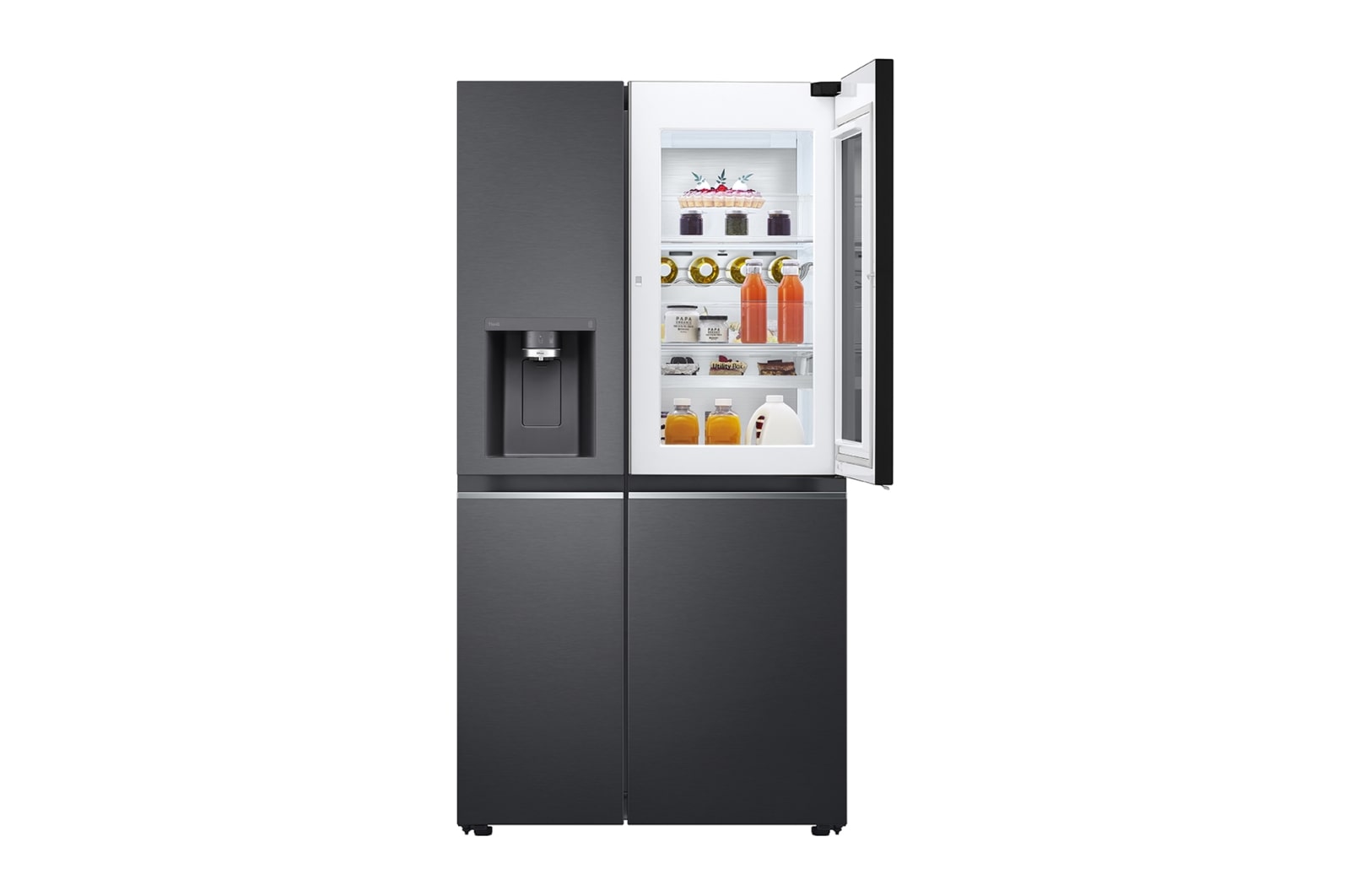 LG 635L InstaView™ American Style Fridge Freezer Matte Black Total No Frost, GSXV91MCAE