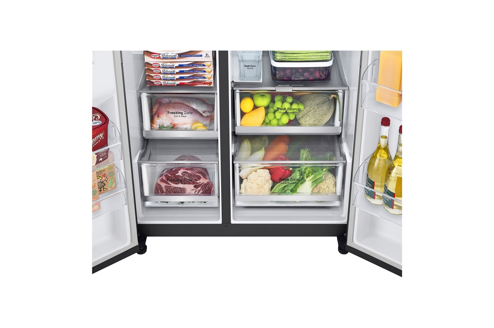 LG 635L InstaView™ American Style Fridge Freezer Matte Black Total No Frost, GSXV91MCAE