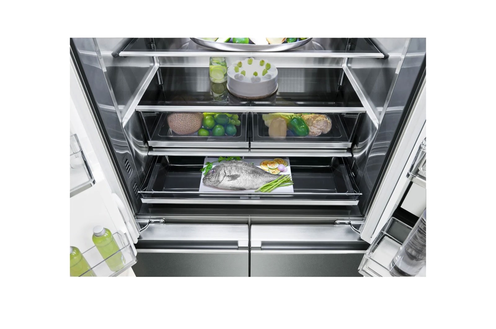 LG 643L InstaView™ Multi Door Fridge Freezer Stainless Steel Total No Frost, LSR100