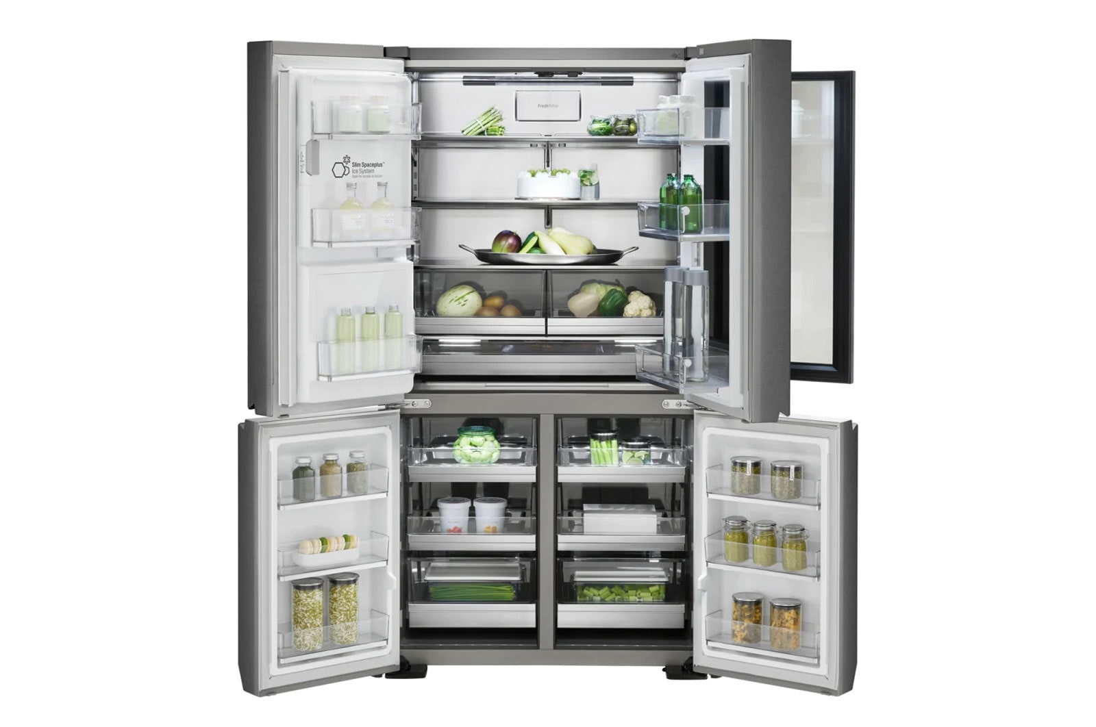 LG 643L InstaView™ Multi Door Fridge Freezer Stainless Steel Total No Frost, LSR100