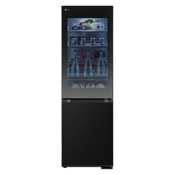 front view of 349L InstaView™ Bottom Freezer Refrigerator Essence Black Steel GBG5160CEV.AEVQLGU
