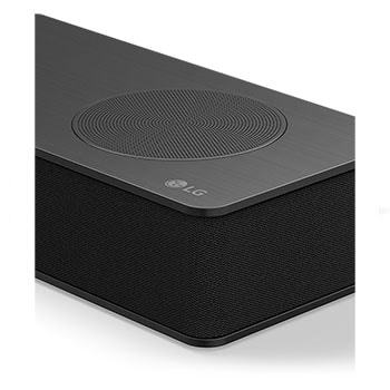 Top angled view of LG Soundbar S80TR's side corner