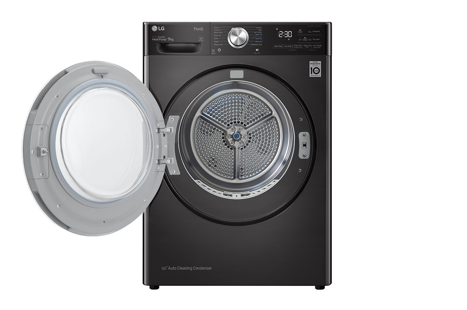 LG 9kg DUAL Inverter HeatPump Dryer Black Steel A+++, FDV1109B