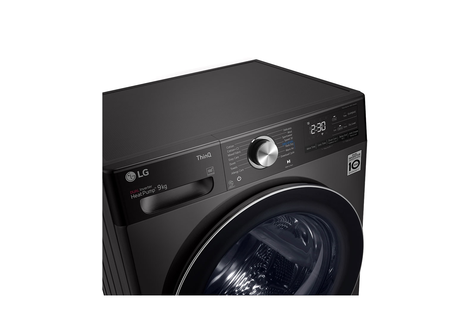 LG 9kg DUAL Inverter HeatPump Dryer Black Steel A+++, FDV1109B