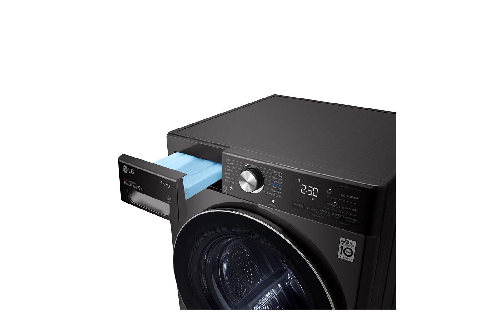 LG 9kg DUAL Inverter HeatPump Dryer Black Steel A+++, FDV1109B