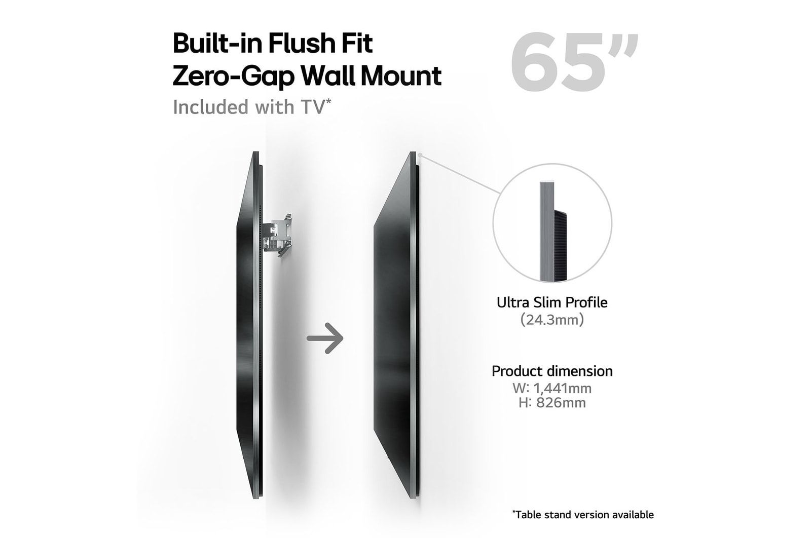 Built-in Flush Fit Zero-grop wall mount