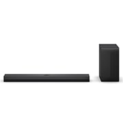 Front view of LG Soundbar US70TY and subwoofer