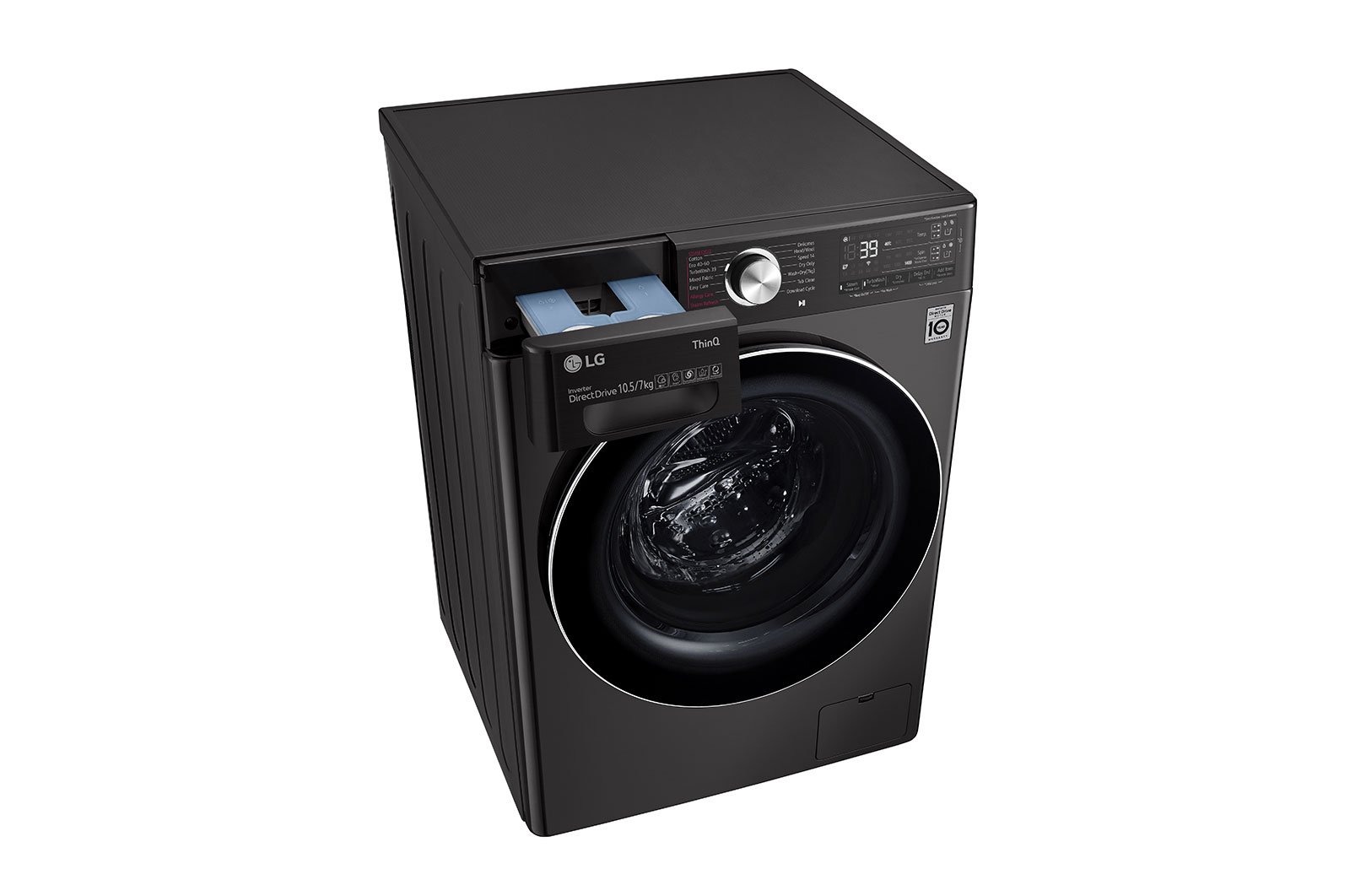 LG 10.5/7kg Washer Dryer Black Steel LG Turbowash360™, FWV1117BTSA
