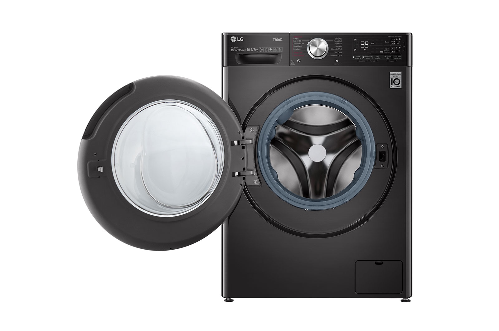 LG 10.5/7kg Washer Dryer Black Steel LG Turbowash360™, FWV1117BTSA