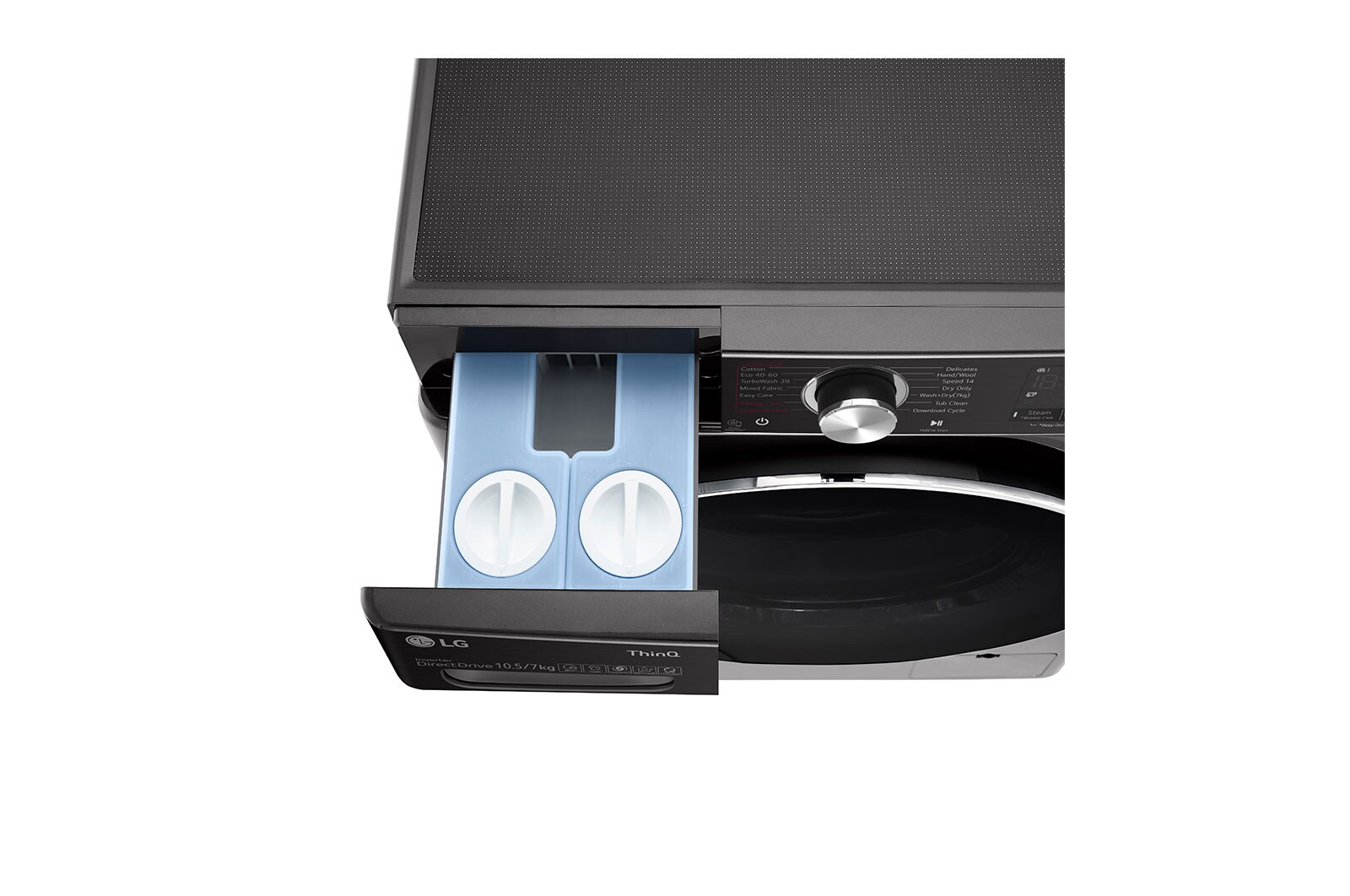 LG 10.5/7kg Washer Dryer Black Steel LG Turbowash360™, FWV1117BTSA
