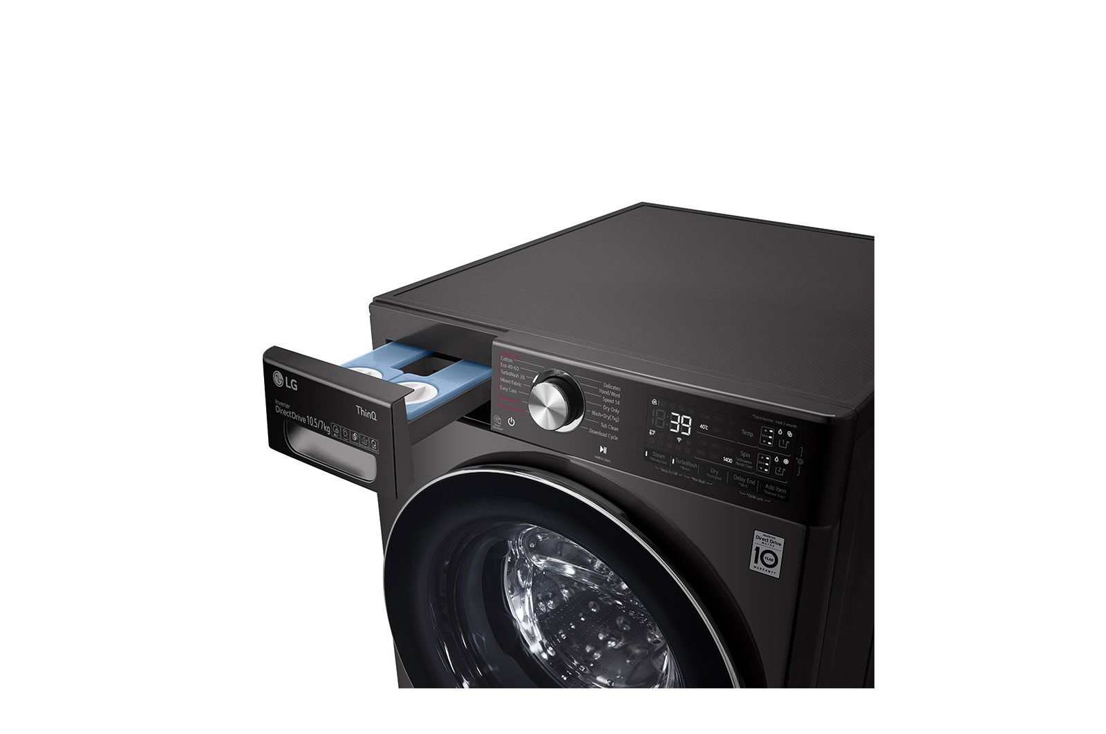 LG 10.5/7kg Washer Dryer Black Steel LG Turbowash360™, FWV1117BTSA