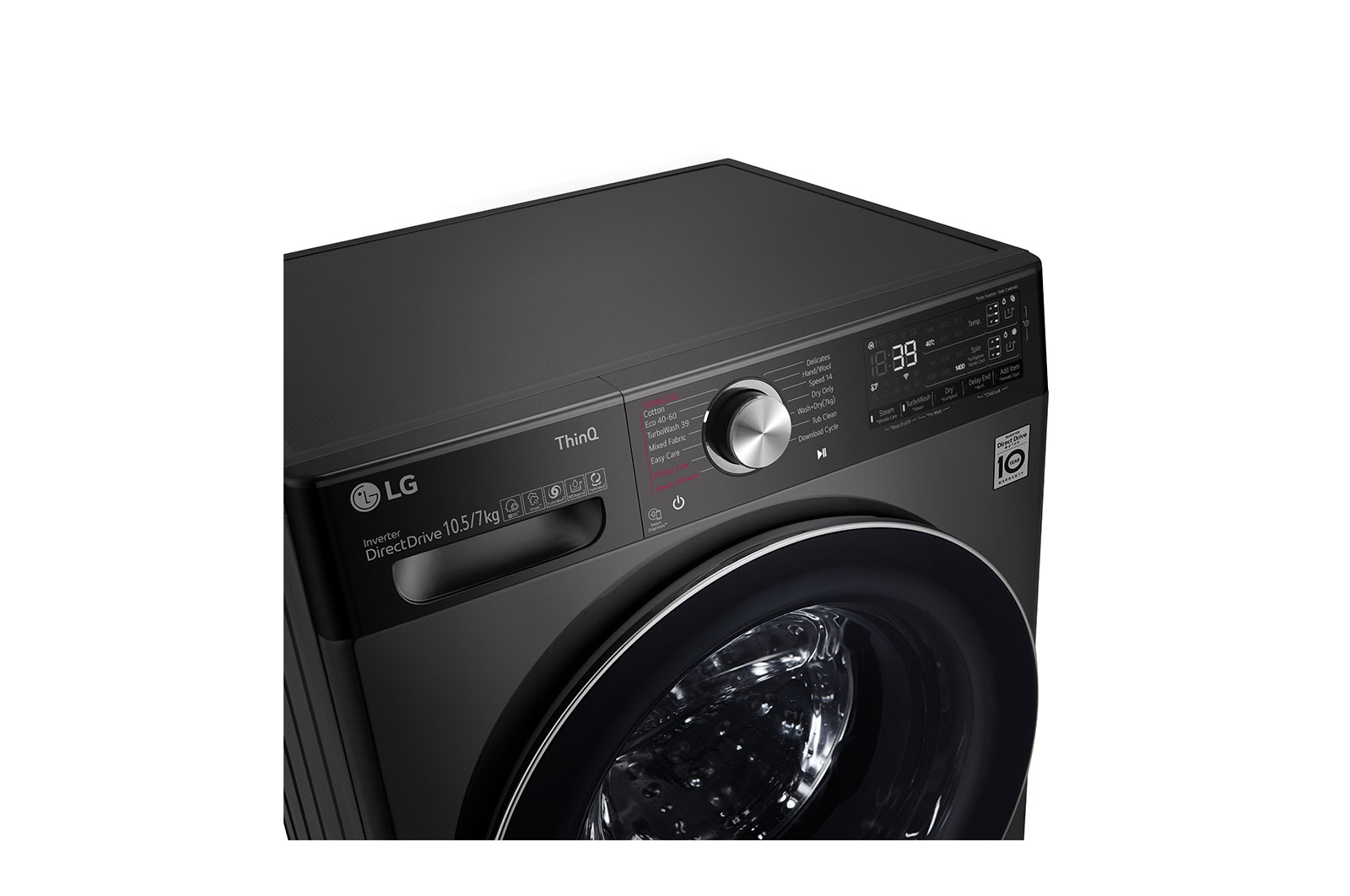 LG 10.5/7kg Washer Dryer Black Steel LG Turbowash360™, FWV1117BTSA