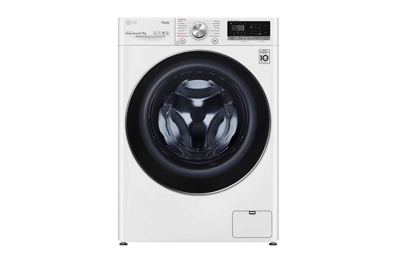Front view of 9/6kg Washer Dryer White LG Turbowash™(FWV796WTSE)