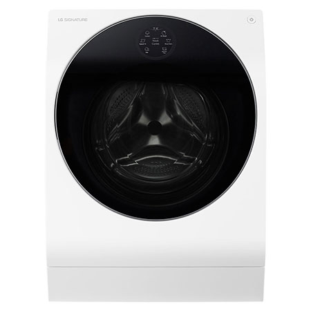 Front view of 12/7kg LG SIGNATURE Washer Dryer White AI DD™(LSWD100E)