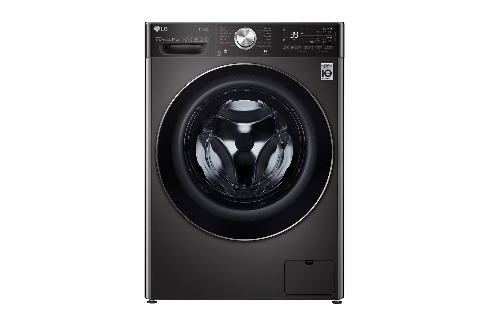 Front view of 12kg Washing Machine Black Steel AI DD™(F4V1112BTSA)