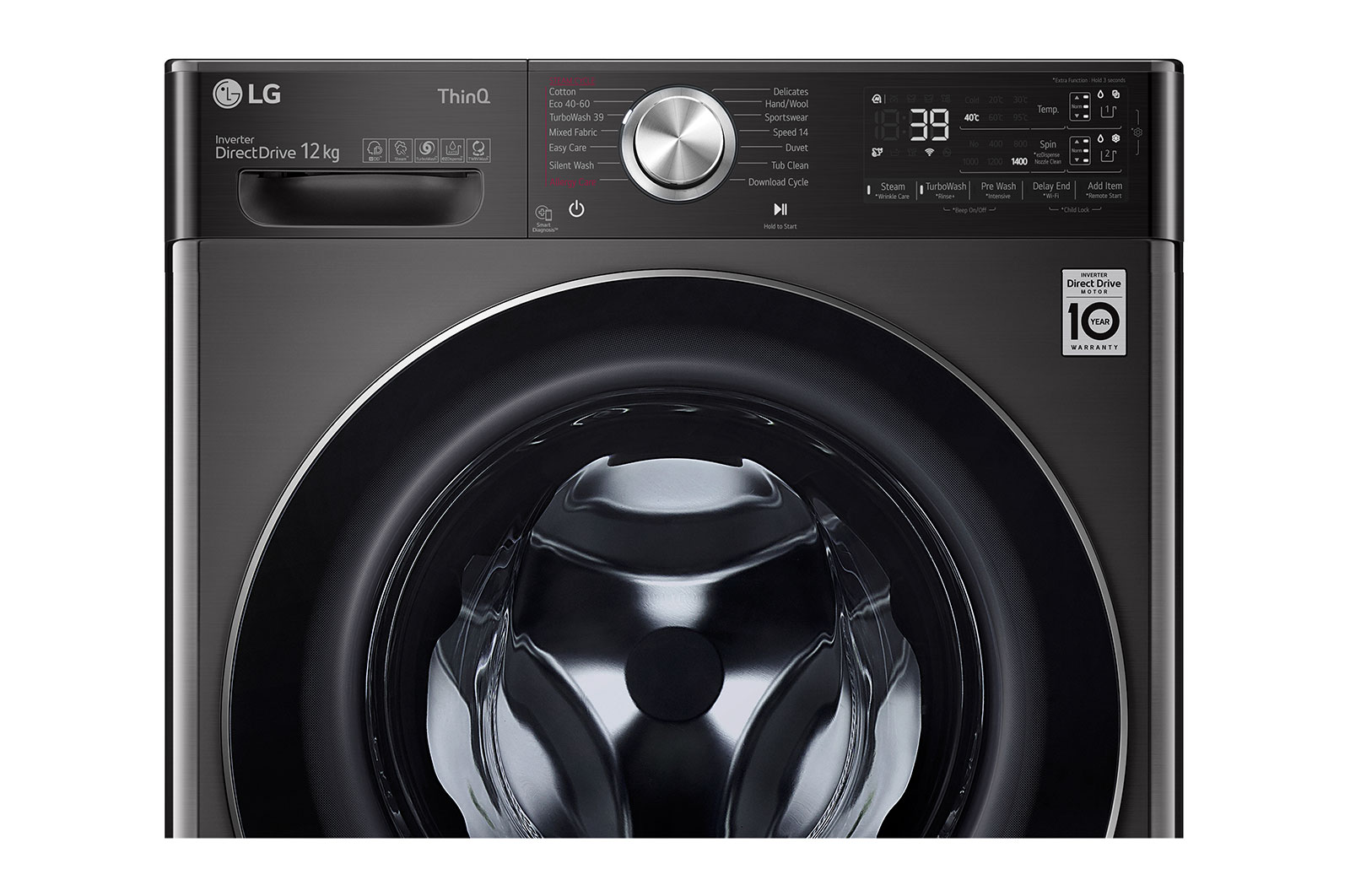 LG 12kg Washing Machine Black Steel AI DD™, F4V1112BTSA
