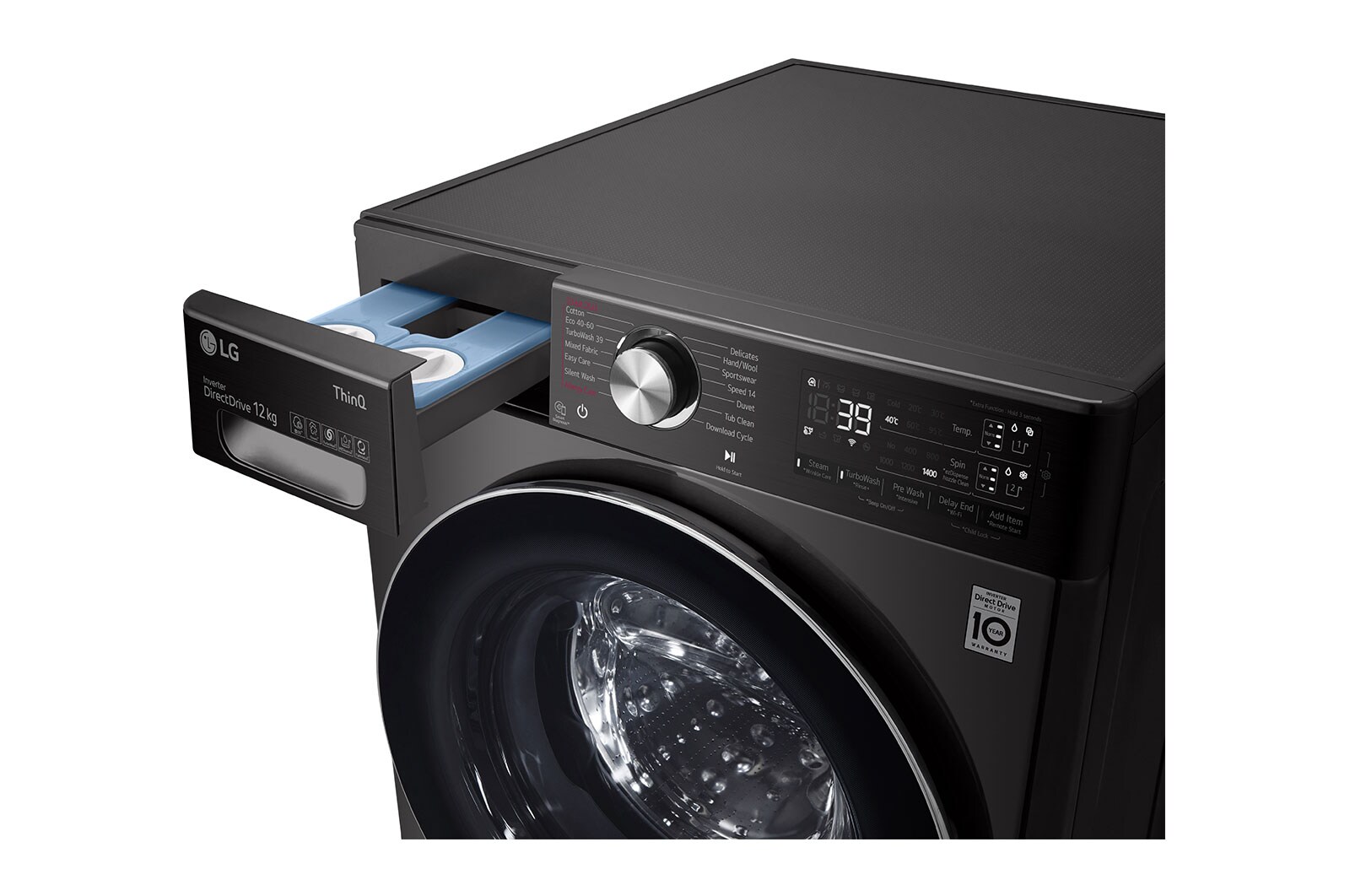 LG 12kg Washing Machine Black Steel AI DD™, F4V1112BTSA