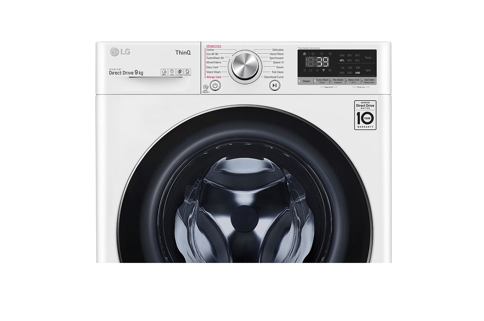 LG 9kg Washing Machine AI DD™, White, F4V909WTSE