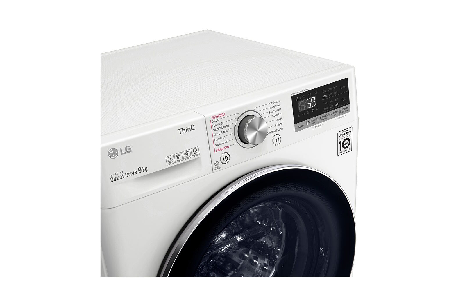 LG 9kg Washing Machine AI DD™, White, F4V909WTSE