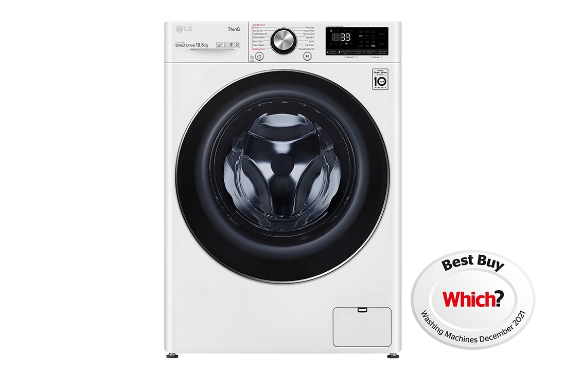 Front view of 10.5kg Washing Machine White AI DD™(F6V1010WTSE)