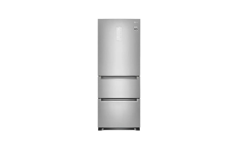 LG Kimchi fridge with a minimalist stainless steel design, featuring a top fridge compartment and two dedicated lower drawers for optimal kimchi storage.