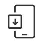  An icon of a smartphone with the download mark on the left side