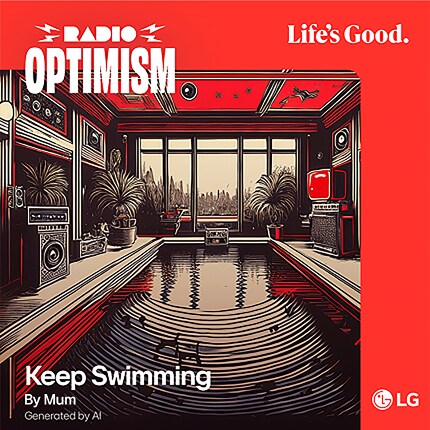 The album cover of Keep Swimming, created by Mum through AI.