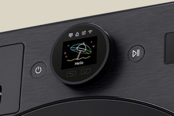 A close-up of the control panel on an LG Dryer.	