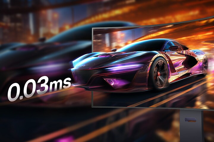 Racing game scene of extremely fast 0.03ms (GtG) response.