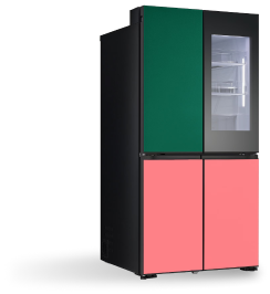 Additional secret coupon and LG MoodUP Refrigerator’s top and bottom panels display various color themes.