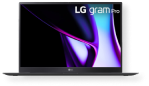 LG gram Pro laptop with a black design and colorful display.