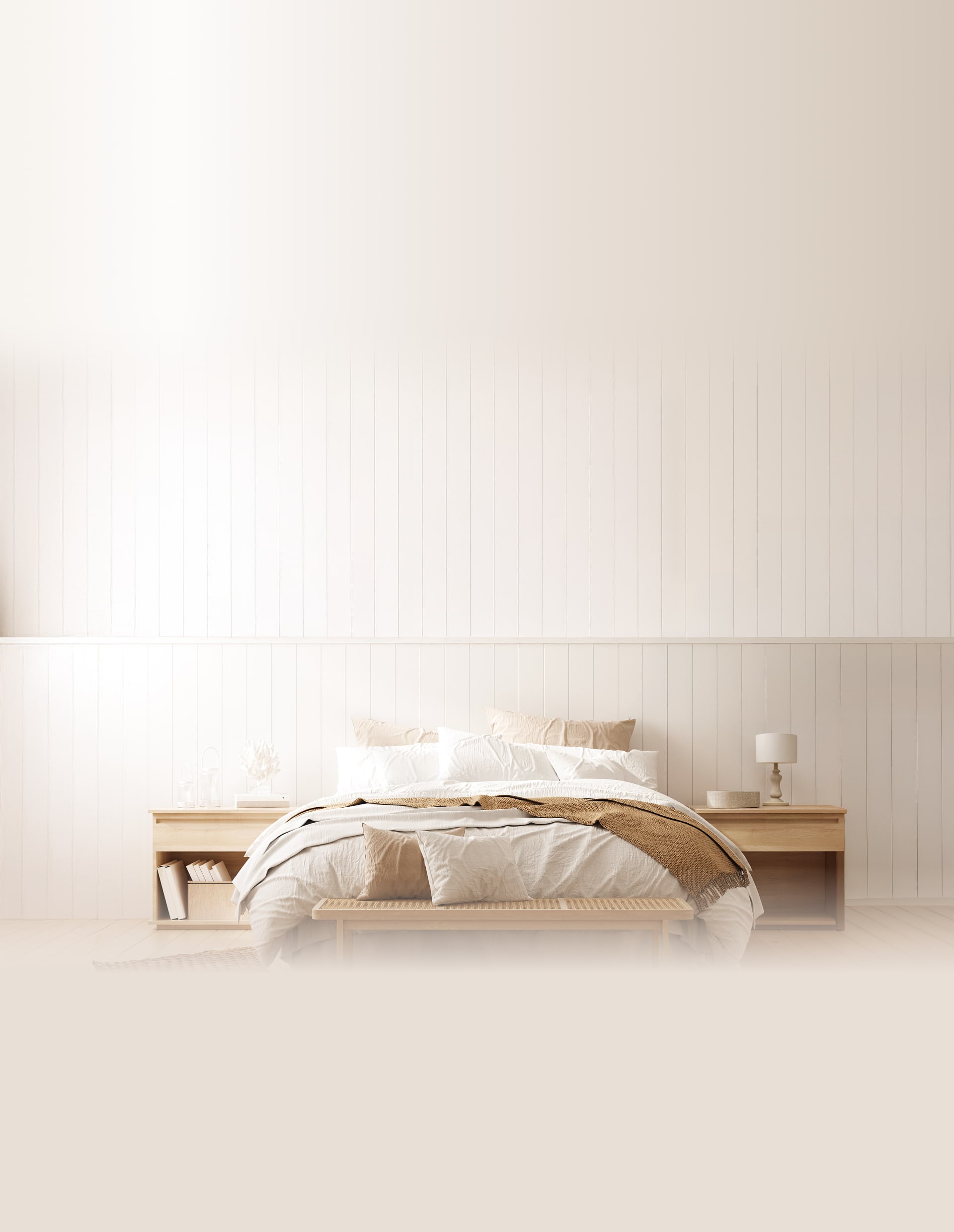 A serene bedroom background featuring soft lighting and modern furniture design.