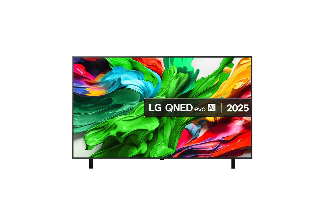 Front view of 75 inch LG QNED evo AI QNED85 MiniLED 4K Smart TV 2025 75QNED85A6C