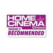 logo with Home Cinema choice - highly recommended text on it in white and purple