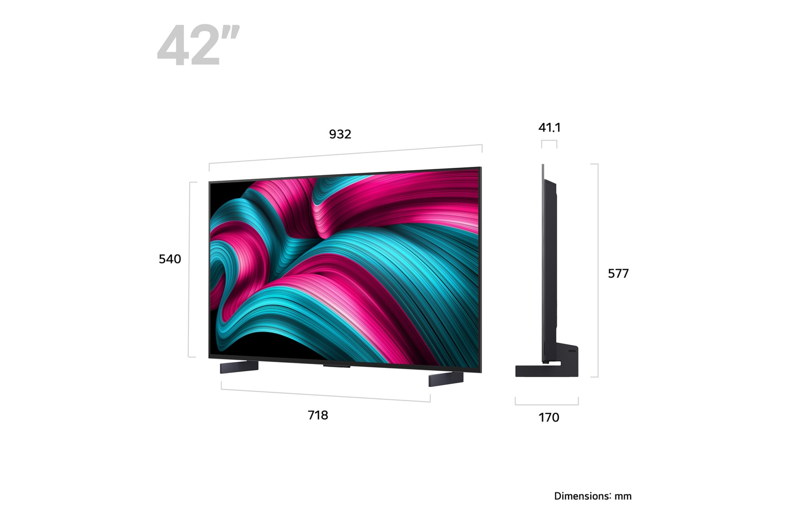 Slightly angled view of LG OLED evo AI C5 4K Smart TV.