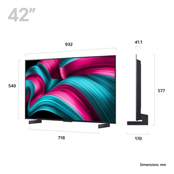 Slightly angled view of LG OLED evo AI C5 4K Smart TV.