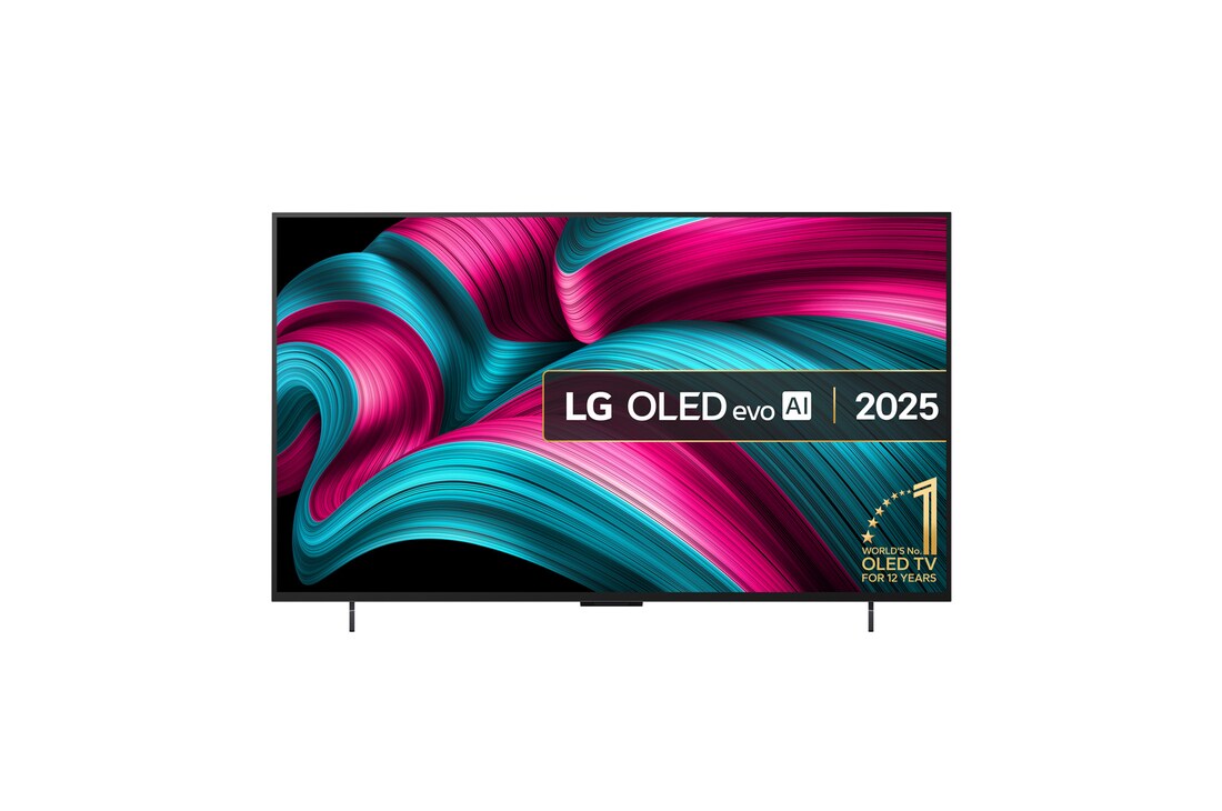 Front view of 42 inch LG OLED evo AI C5 4K Smart TV 2025