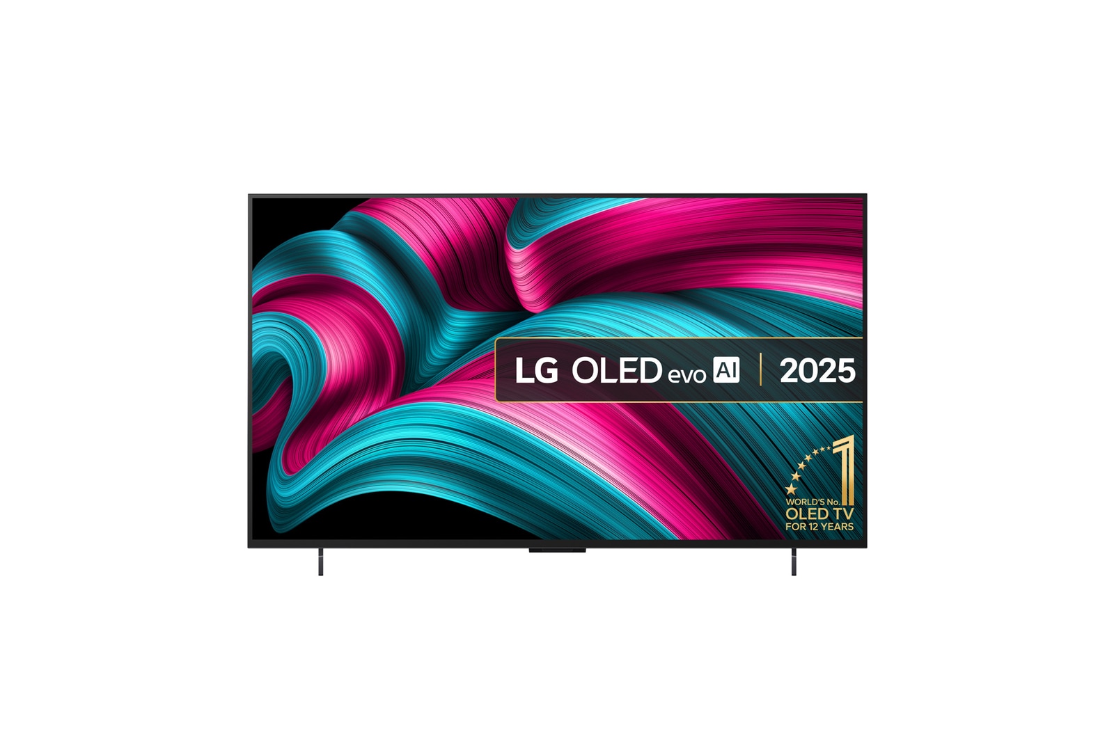 Front view of 42 inch LG OLED evo AI C5 4K Smart TV 2025