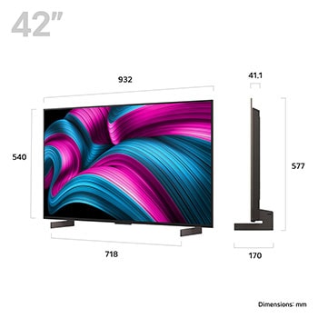 Slightly angled view of LG OLED evo AI C5 4K Smart TV.