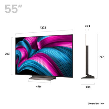 Slightly angled view of LG OLED evo AI C5 4K Smart TV.