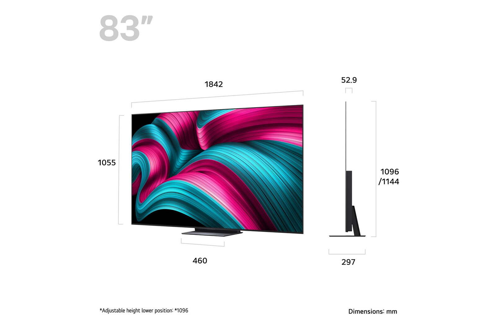 Slightly angled view of LG OLED evo AI C5 4K Smart TV.